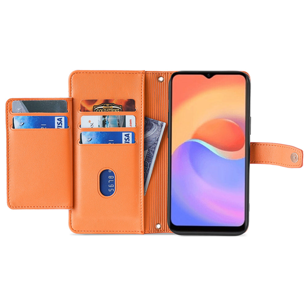 For ZTE Blade A52 Lite 4G Full Protection PU Leather Stand Case Zipper Pocket Card Slots Flip Phone Cover with Wrist Strap and Shoulder Strap For ZTE Blade A52 Lite 4G Full Protection PU Leather Stand Case Zipper Pocket Card Slots Flip Phone Cover with Wrist Strap and Shoulder Strap